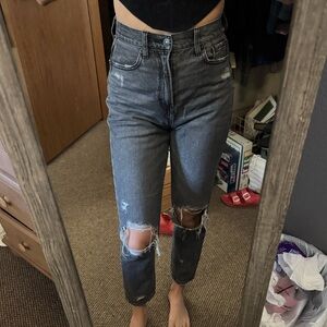 American Eagle Outfitters Gray High Waisted Mom Jean